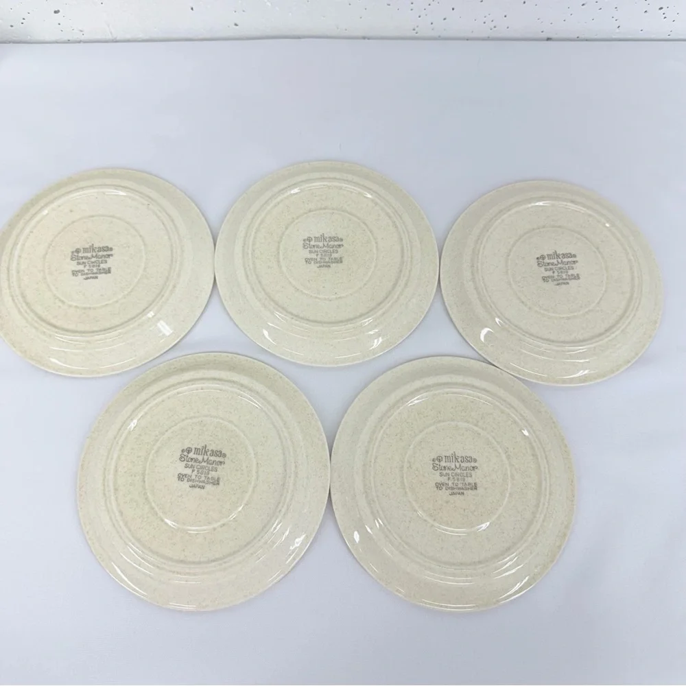 Vintage Mikasa Stone Manor Sun Circles Lot of 9 Coffee Tea Cups & Saucers